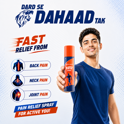 Sheth Brothers K-Ortho Spray for faster relief from back pain, neck pain and joint pain.