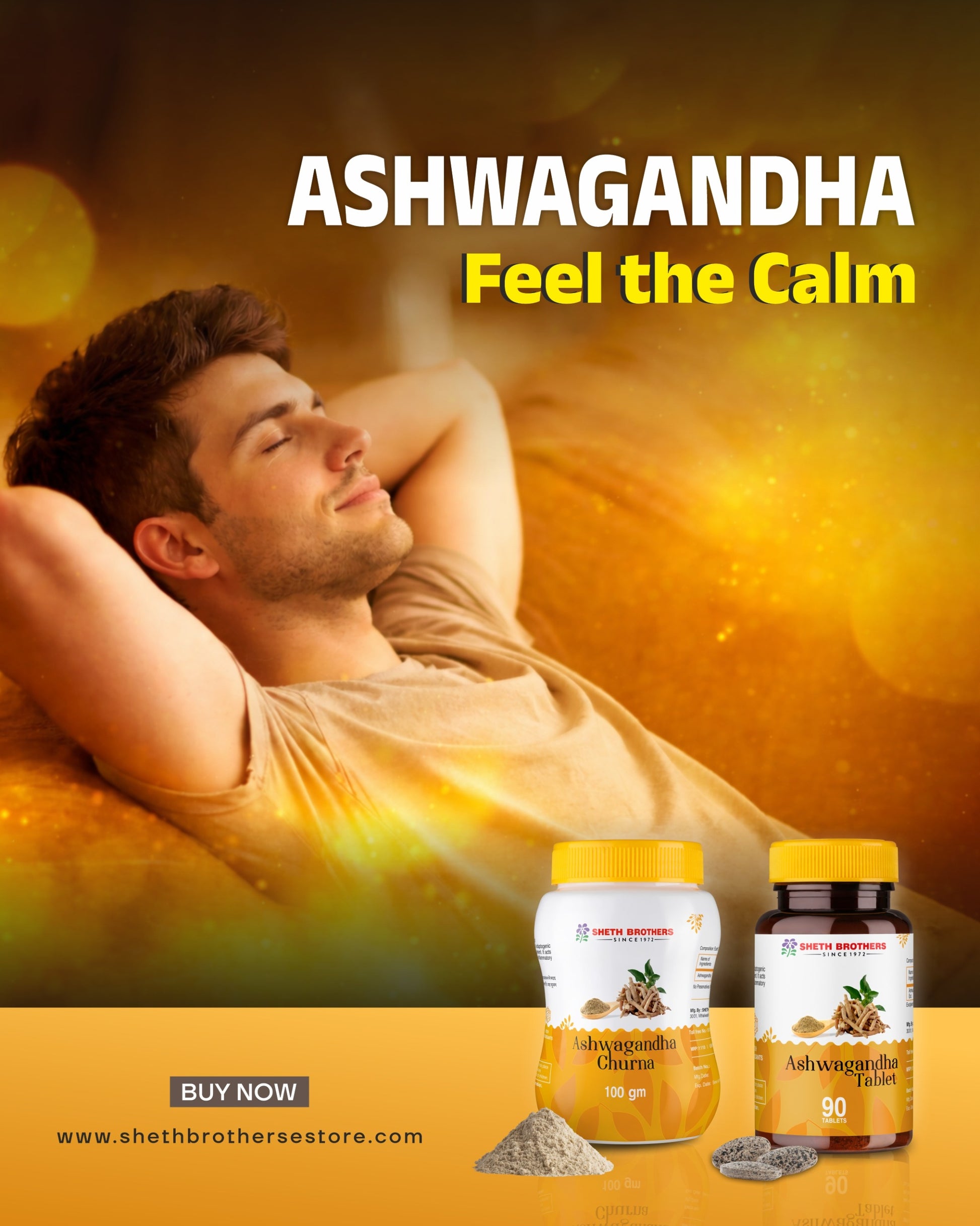 Ashwangandha Tablets by Sheth Brothers an ayurvedic formula for Mind & Body Balance.