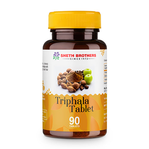 Buy Sheth Brothers Triphala Tablets the classic Ayurvedic combination of Amla (Amalaki), Haritaki, and Bibhitaki, known collectively as Triphala.